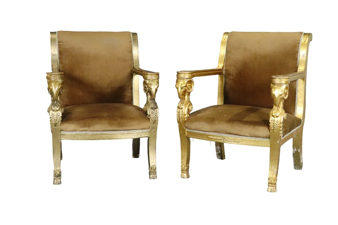 PAIR FRENCH LOUIS XVI STYLE GILTWOOD ARMCHAIRS (1 of 14)