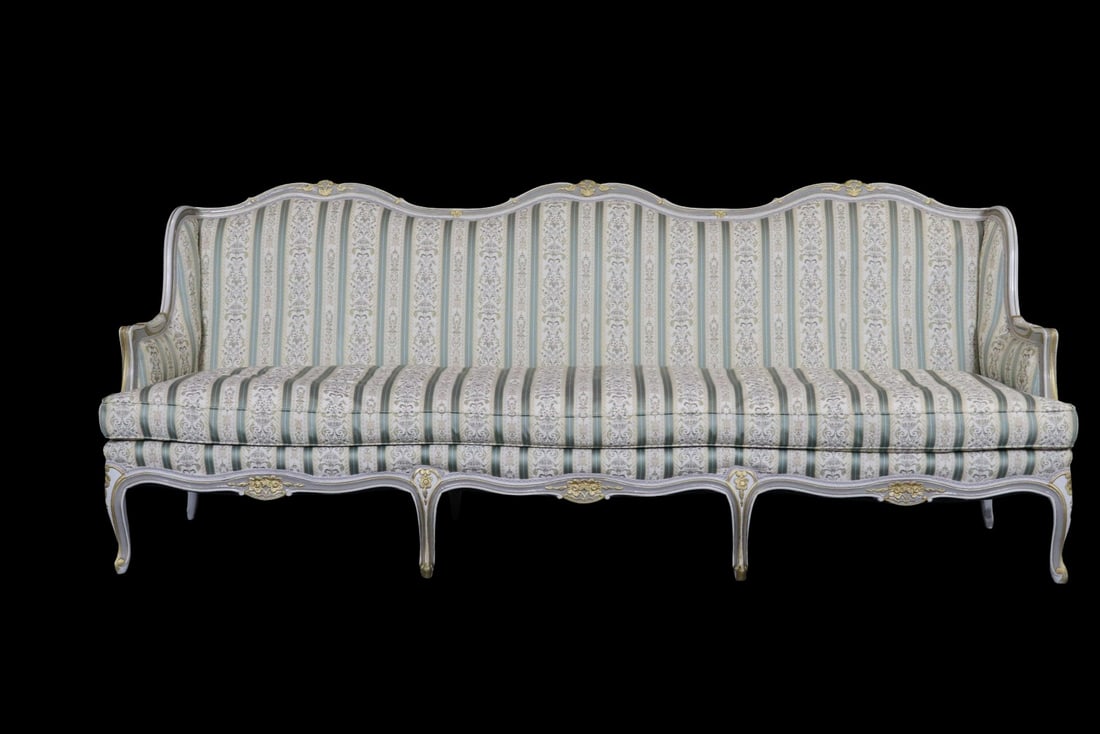 FRENCH LOUIS XV STYLE DISTRESSED PAINTED SOFA (1 of 10)
