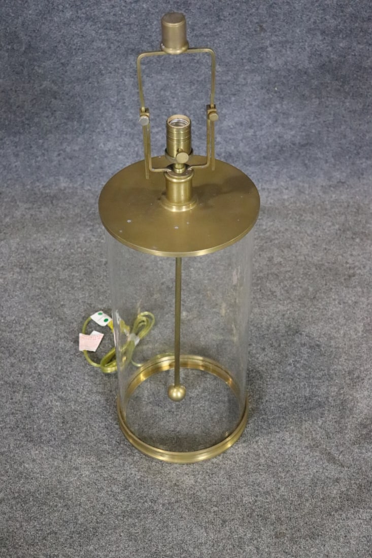 SIGNED RALPH LAUREN BRASS & GLASS CYLINDER TABLE LAMP (1 of 7)