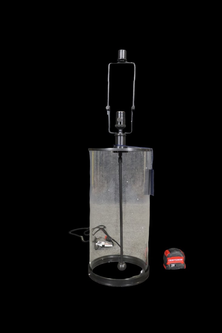 SIGNED RALPH LAUREN GLASS CYLINDER TABLE LAMP (1 of 6)