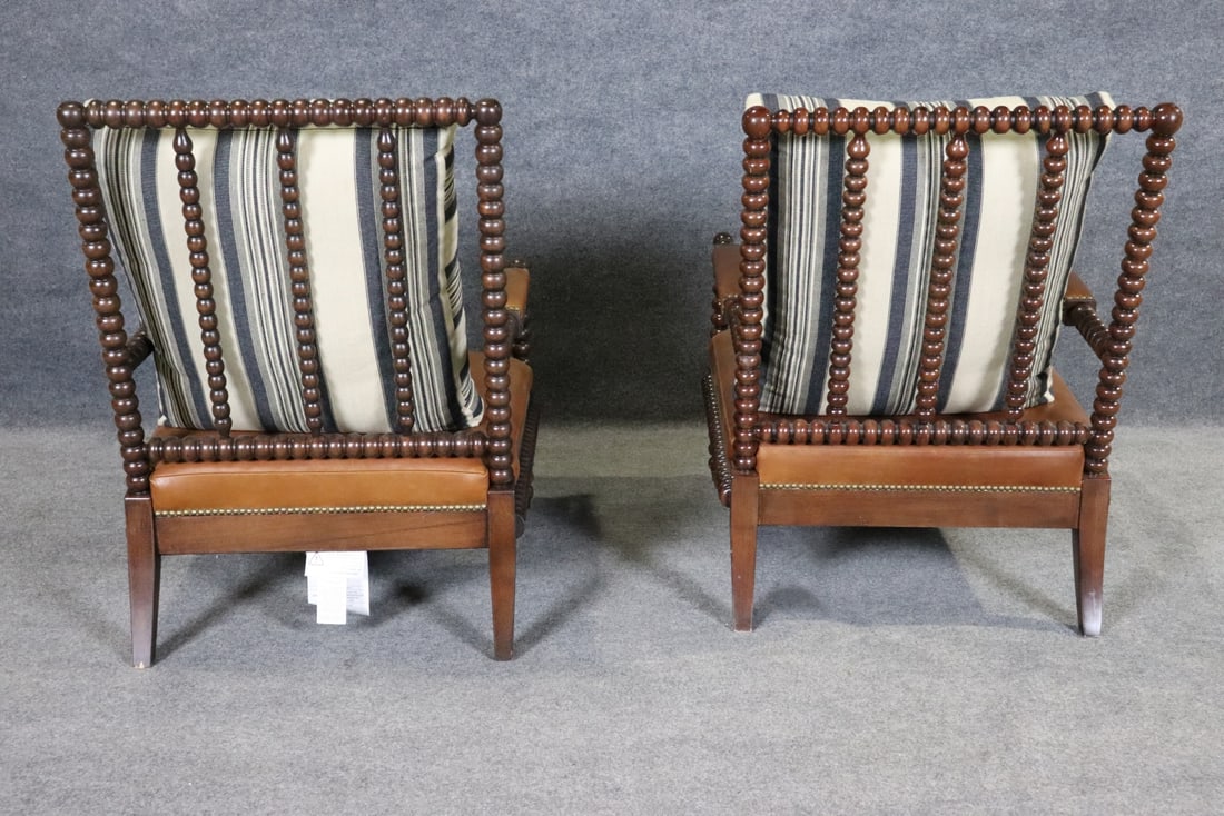 COMPANION PAIR SIGNED EJ VICTOR FOR RALPH LAUREN SPOOL ARM CHAIRS - 10