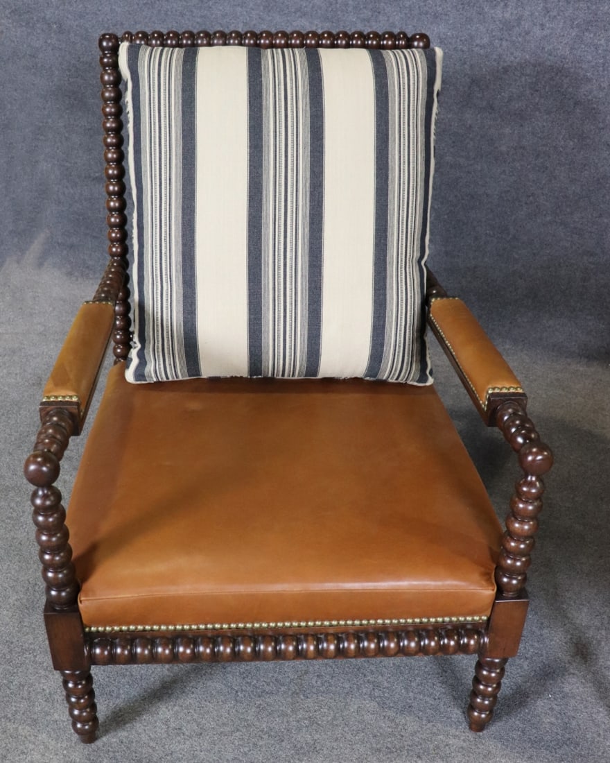 COMPANION PAIR SIGNED EJ VICTOR FOR RALPH LAUREN SPOOL ARM CHAIRS - 3