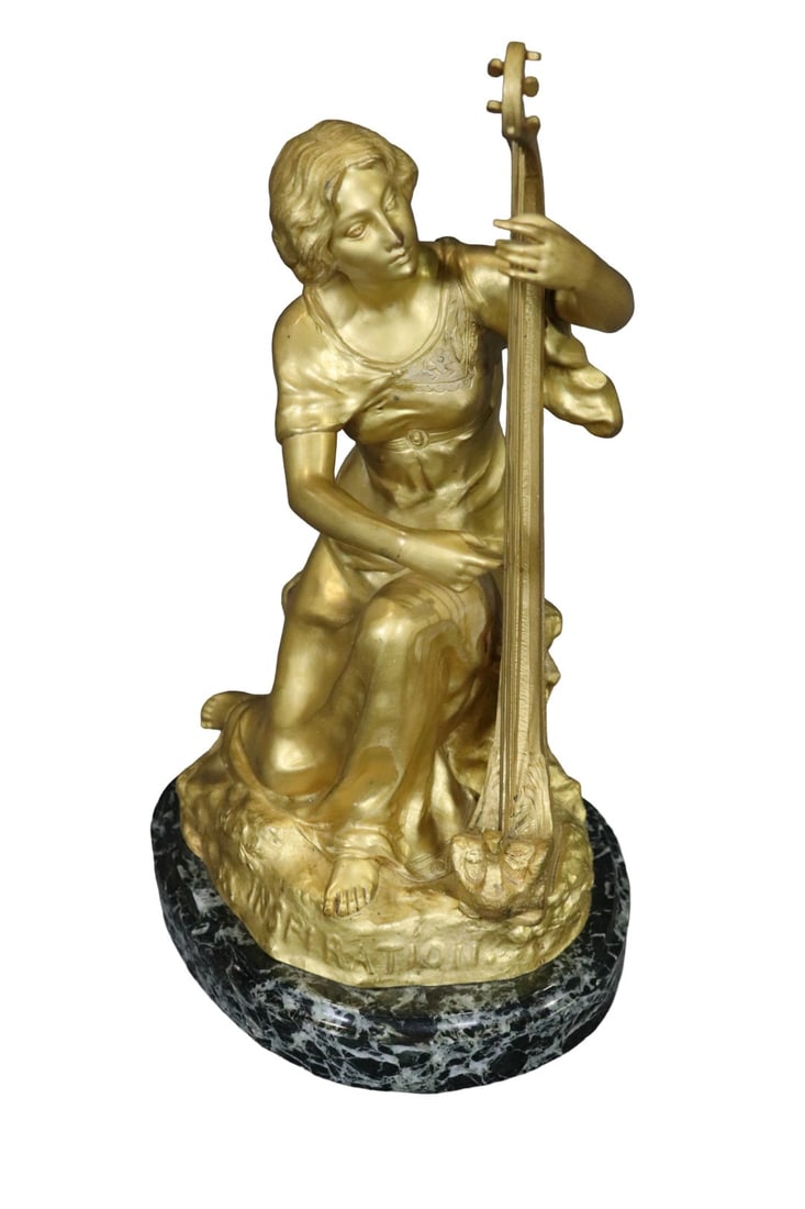 SIGNED SOMME GILT BRONZE SCULPTURE ON MARBLE (1 of 7)