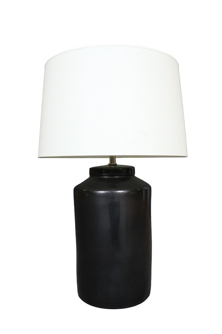 RALPH LAUREN CARTER TABLE LAMLP: Signed. Porcelain. 34 1/4" h x 22" diameter (shade) x 12" diameter (base).