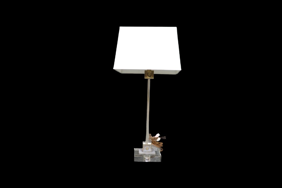 RALPH LAUREN GLASS & BRUSHED NICKEL TABLE LAMP (1 of 8)