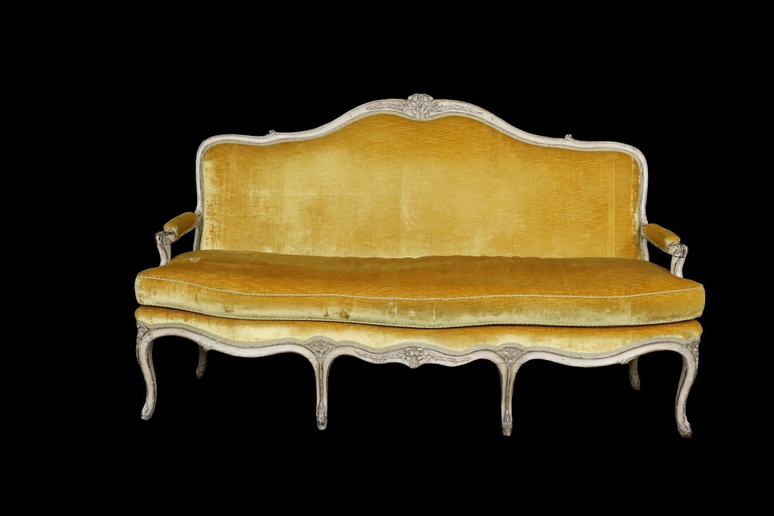 LOUIS XV STYLE ANTIQUE DISTRESSED PAINTED SOFA (1 of 10)