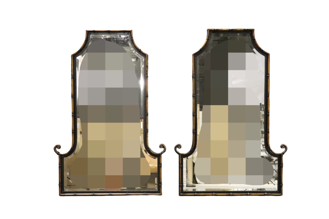 PAIR HOLLYWOOD REGENCY STYLE FAUX BAMBOO MIRRORS (1 of 9)