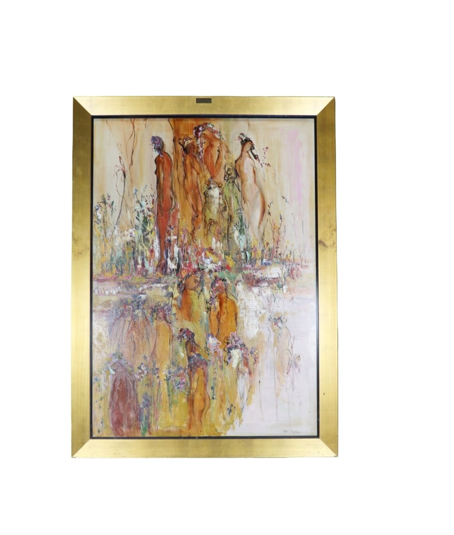 MARILYN REIM ABSTRACT WALL ART: Marilyn Reim, a New York City born artist. Her work is characterized by a romantic, optimistic and abstract figurative style, often featuring ethereal forms and floral like custom. M. Reim signed bott