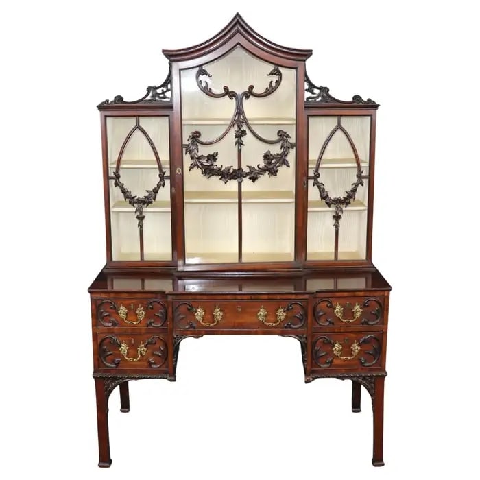 ENGLISH GEORGIAN GOTHIC STYLE CHINA CABINET (1 of 12)