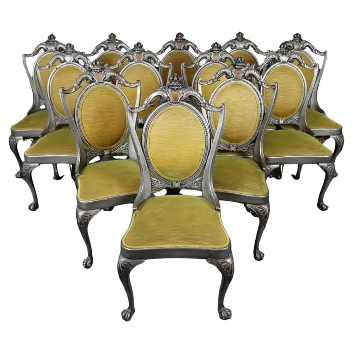 12 LOUIS XV STYLE CARVED BALL & CLAW ENGLISH DINING CHAIRS (1 of 19)