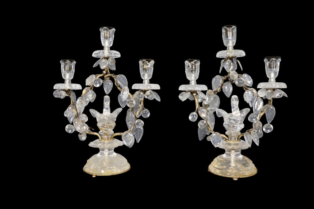 PAIR ROCK CRYSTAL CANDELABRAS (1 of 16)