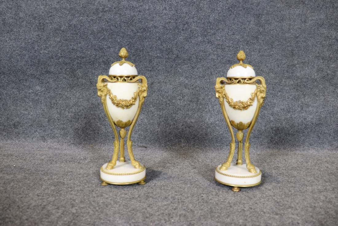 PAIR FIGURAL RAMS HEAD CASSOULETS - 2