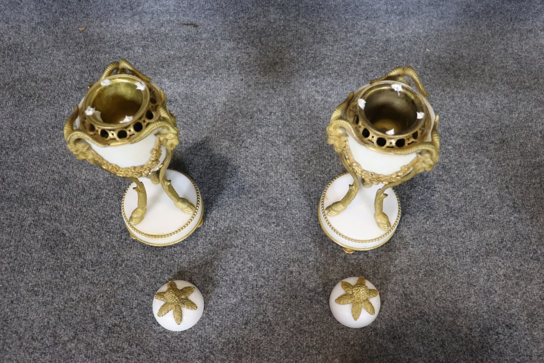 PAIR FIGURAL RAMS HEAD CASSOULETS - 6