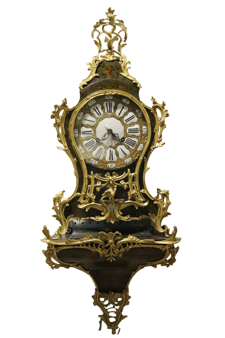 SIGNED BOURGEOIS MAUBEUGE LOUIS XV STYLE CARTEL CLOCK WITH MATCHING ORNATE BRACKET (1 of 16)