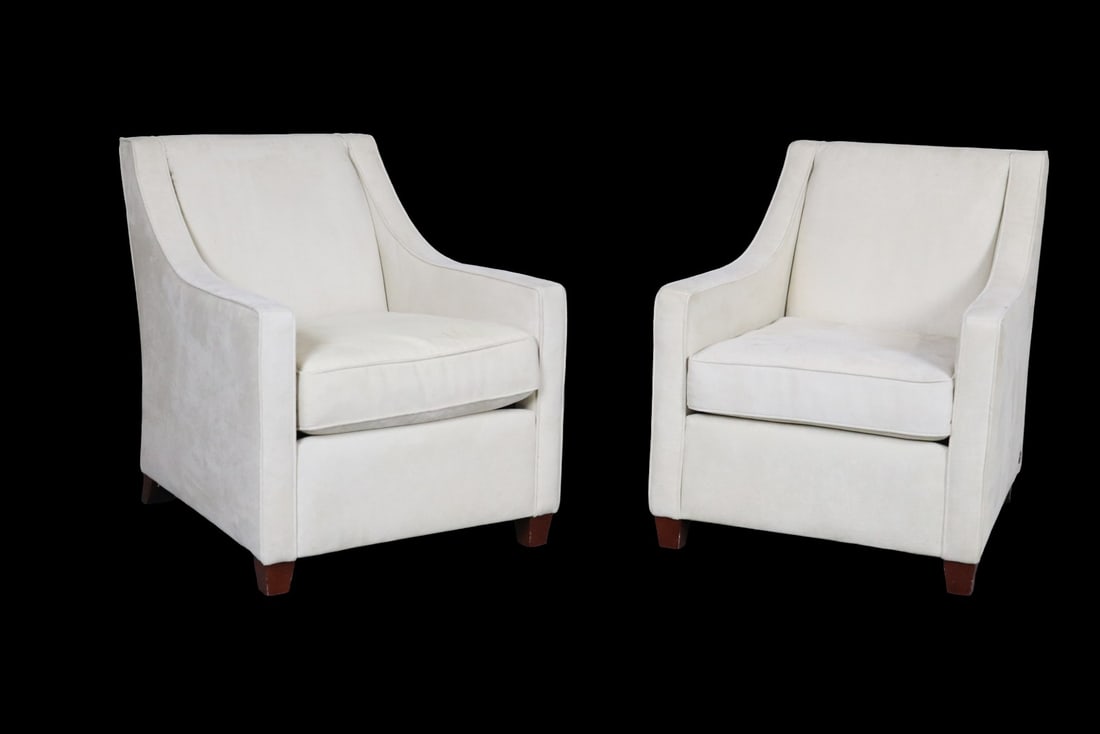 PAIR AMERICAN LEATHER UPHOLSTERED ARM CHAIRS (1 of 12)