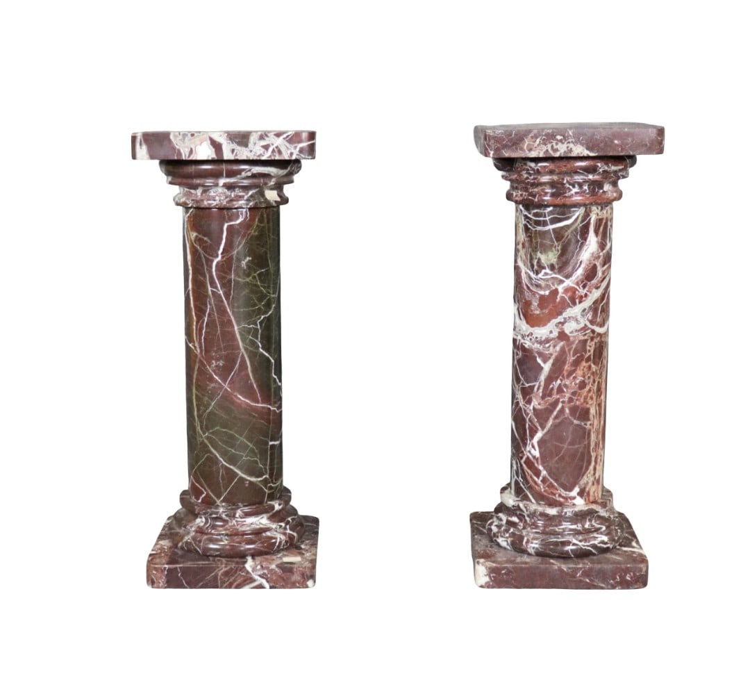 PAIR RED MARBLE PEDESTALS (1 of 11)