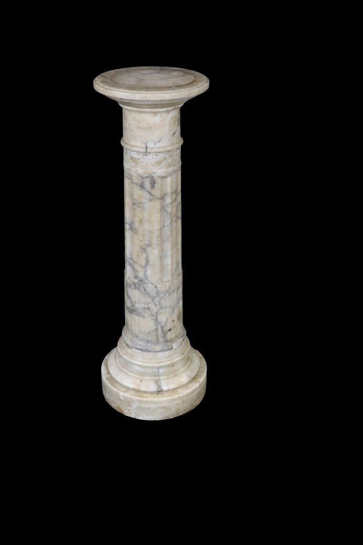 3 PIECE ALABASTER PEDESTAL: 3 piece. Alabaster. 39 1/2" h x 14" diameter.