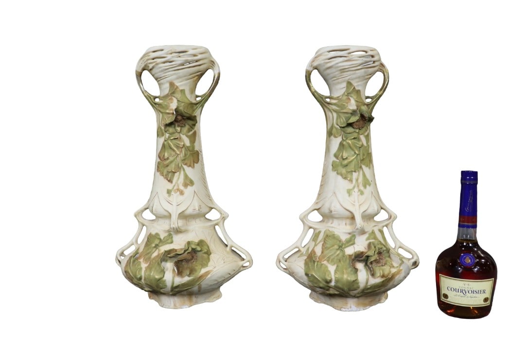 PAIR PORCELAIN VASES: Porcelain. 20" h x 11 1/2" w x 10 "d.