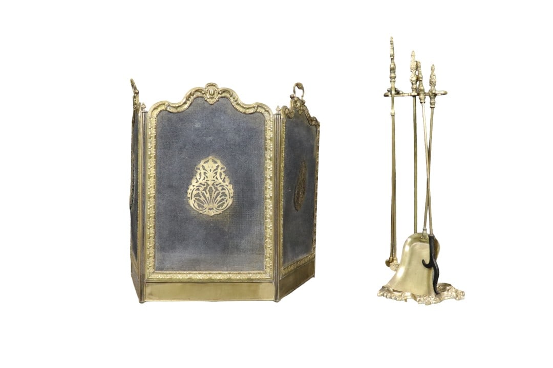 BRASS FIRETOOLS & SCREEN (1 of 8)