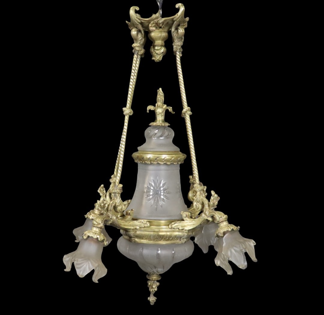 LOUIS XVI STYLE BRONZE GLOBE CHANDELIER (1 of 12)