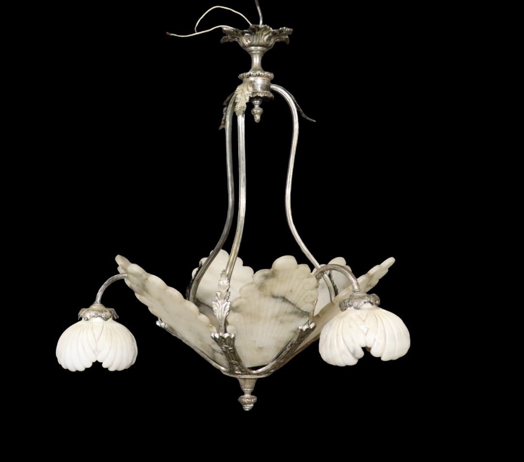 3 SHADE ALABASTER CHANDELIER (1 of 14)