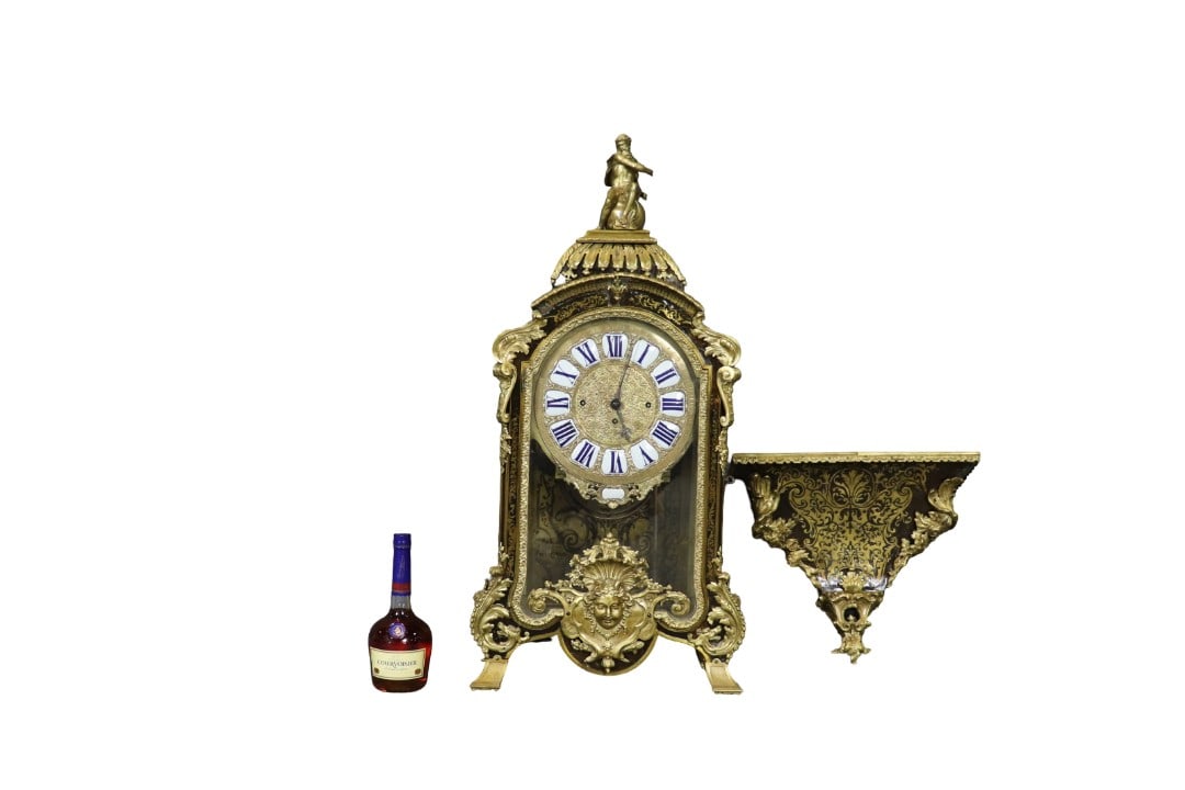 BRONZE 3 PIECE CLOCK WITH SHELF (1 of 17)