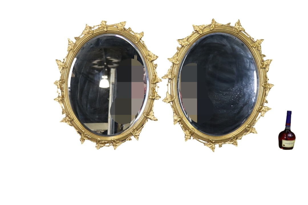 PAIR GOLD LEAF MIRRORS (1 of 7)