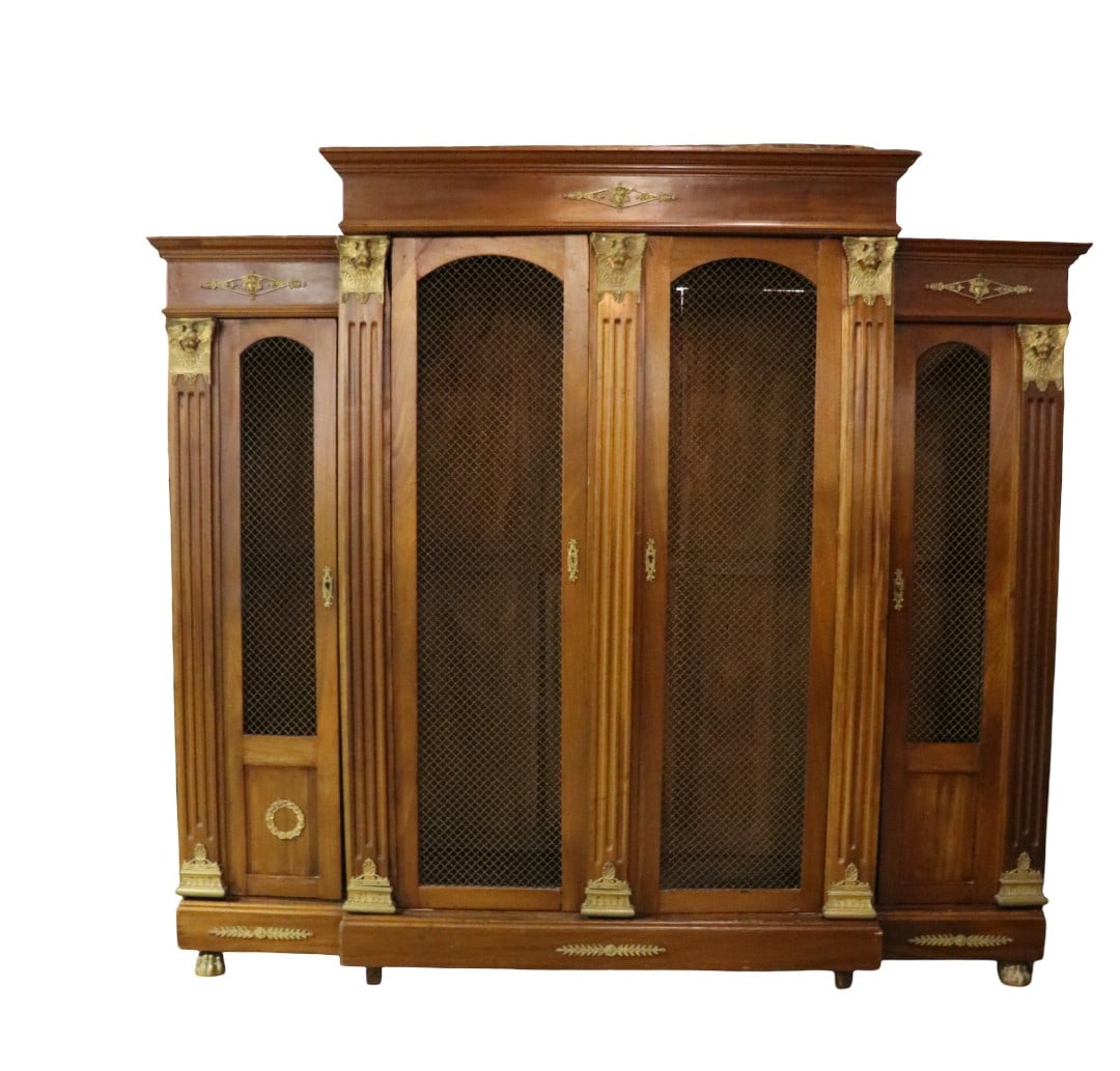 BRONZE MOUNTED FIGURAL EMPIRE 4 DOOR BOOKCASE (1 of 14)