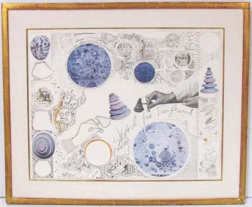 MARY BAUERMEISTER ABSTRACT LITHOGRAPH: "Sketch for Tanglewood". Signed M. Bauermeister 122/225. Very good condition. 17" x 22" sheet.