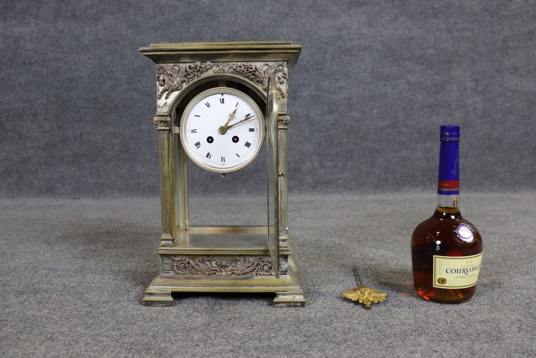 FRENCH REGENCY BRONZE CLOCK WITH PENDULUM - 2
