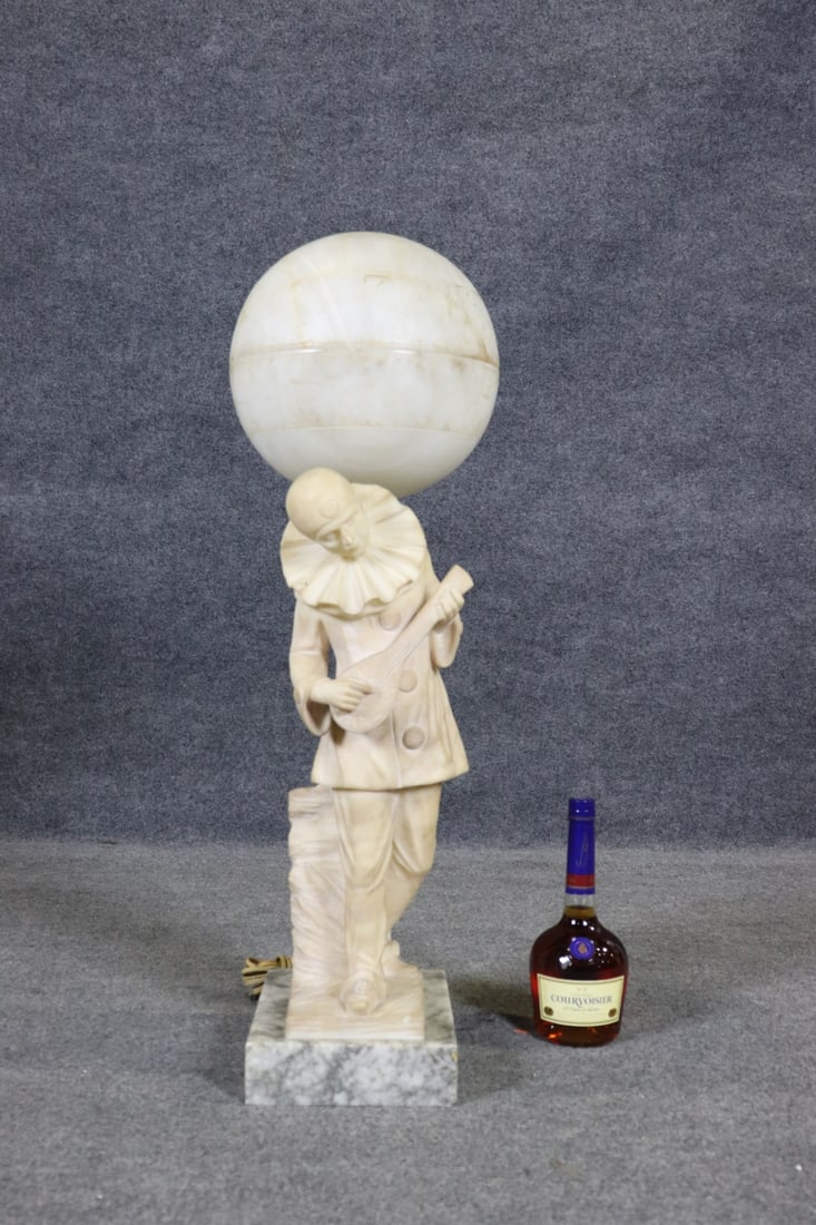 MARBLE FIGURAL TABLE LAMP WITH GLOBE - 2
