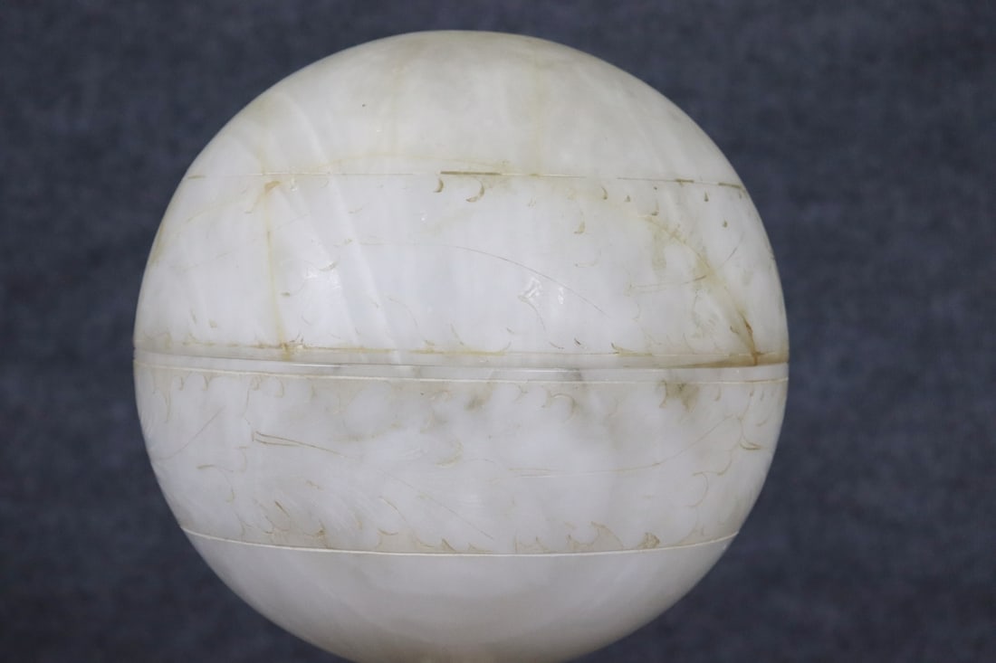 MARBLE FIGURAL TABLE LAMP WITH GLOBE - 3