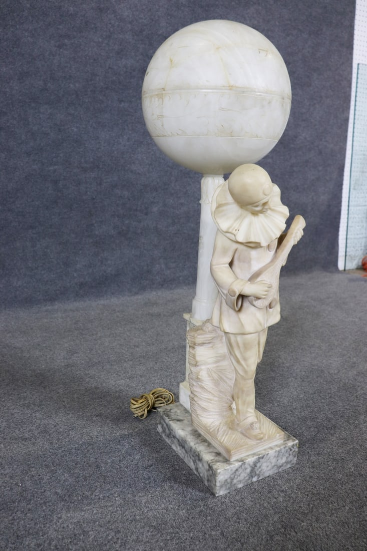 MARBLE FIGURAL TABLE LAMP WITH GLOBE - 6