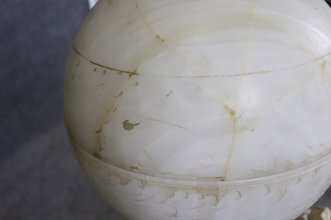 MARBLE FIGURAL TABLE LAMP WITH GLOBE - 7