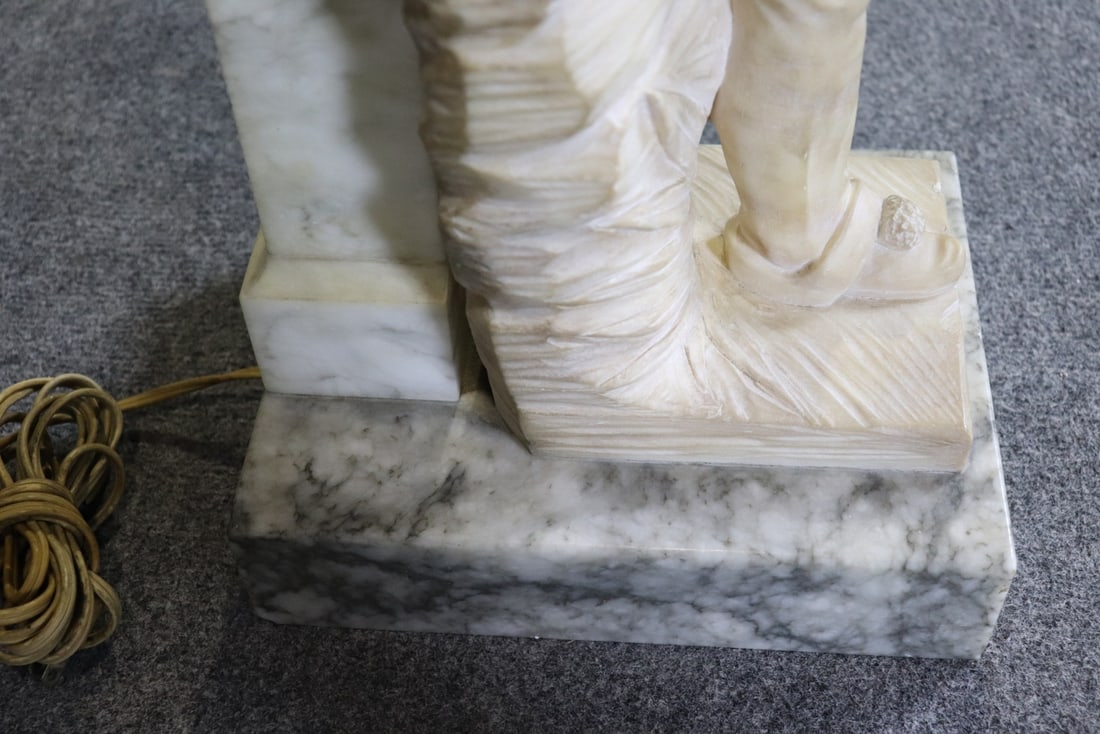 MARBLE FIGURAL TABLE LAMP WITH GLOBE - 8