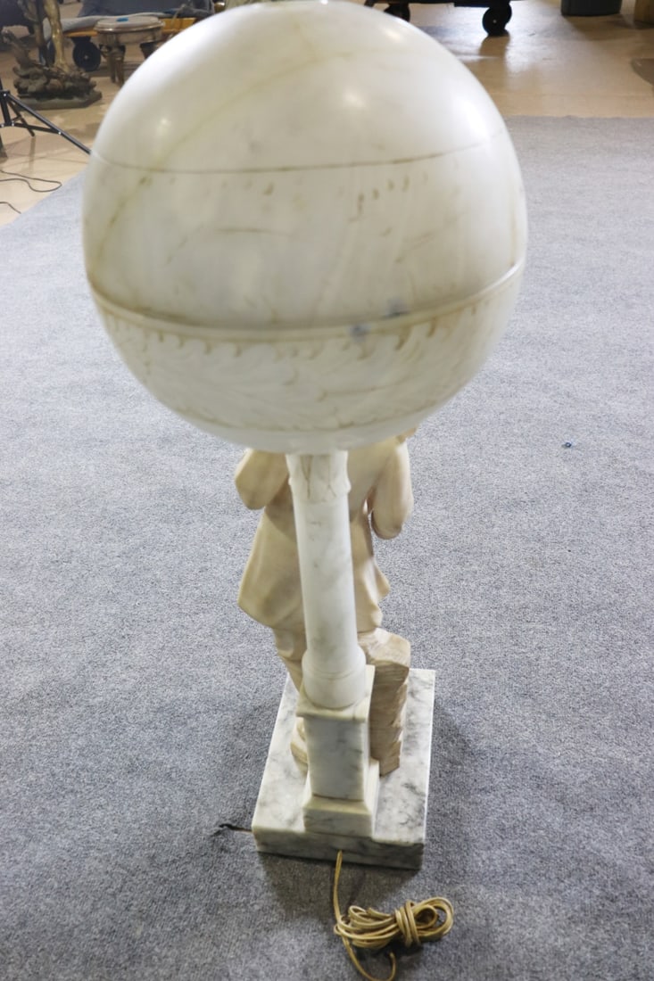 MARBLE FIGURAL TABLE LAMP WITH GLOBE - 9