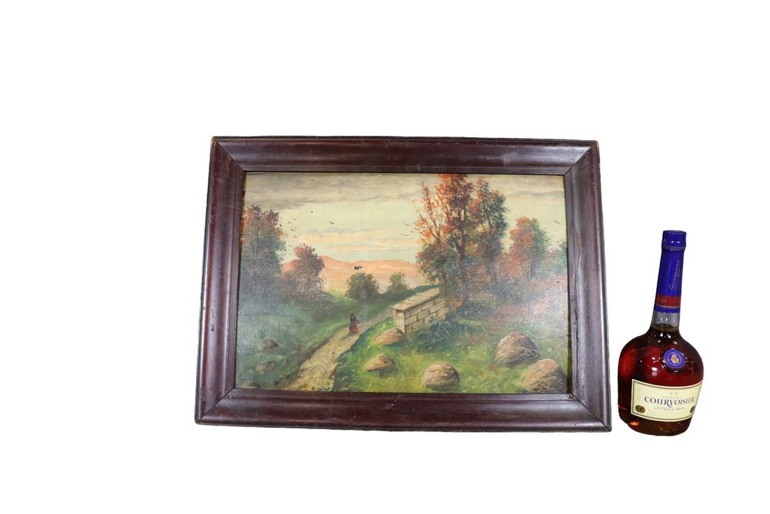 PAINTING ON WOOD OF NATURE: Painting on wood. Framed measures 16" h x 21 1/2" w x 1" d. Unframed measures 12 1/4" h x 18 1/4" w.