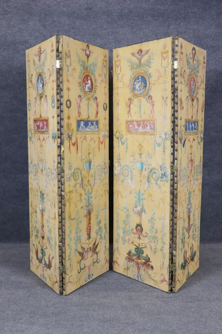 4 PANEL PAINTED FIGURAL SCREEN - 2