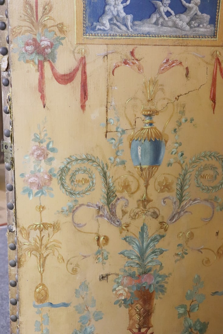 4 PANEL PAINTED FIGURAL SCREEN - 4