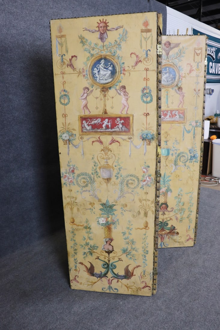 4 PANEL PAINTED FIGURAL SCREEN - 9