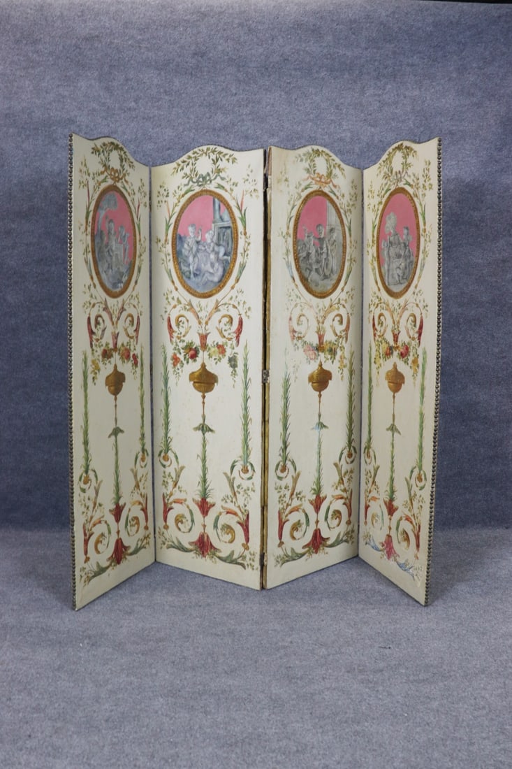4 PANEL PAINTED FIGURAL SCREEN - 2