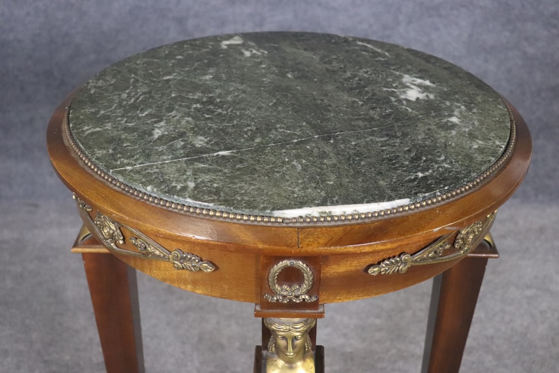 REGENCY STYLE MARBLE TOP ACCENT TABLE - 7