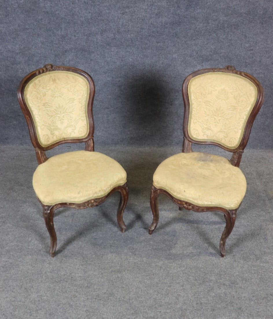 PAIR ANTIQUE SIDE CHAIRS - 2