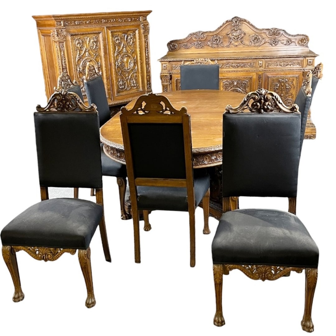 11 PIECE WINGED GRIFFIN CARVED DINING SET MANNER RJ HORNER (1 of 20)