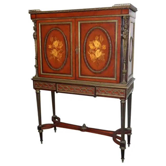 FRENCH FIGURAL BRONZE MOUNTED COLLECTORS CABINET MANNER ADAM WEISWEILER (1 of 20)