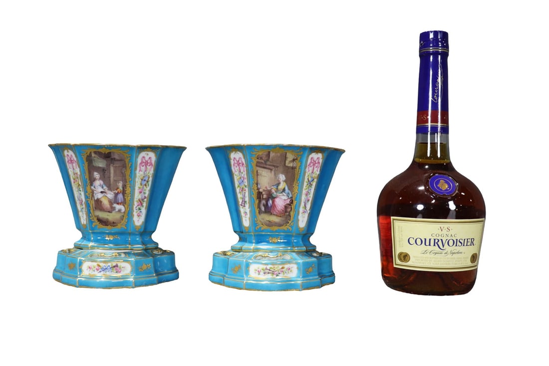 PAIR FRENCH SEVRES STYLE PORCELAIN VASES (1 of 13)