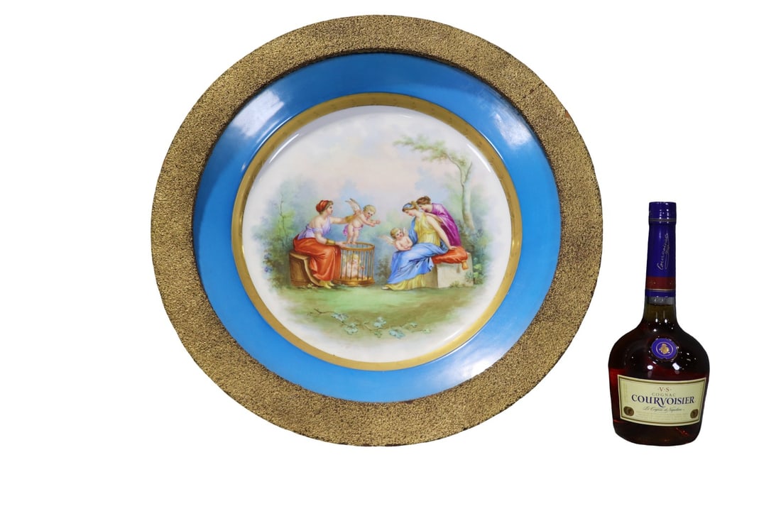 FRENCH SEVRES STYLE HAND PAINTED PORCELAIN CHARGER (1 of 9)