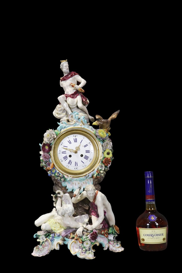 ANTIQUE GERMAN FIGURAL CLOCK ATTRIBUTED MEISSEN (1 of 16)