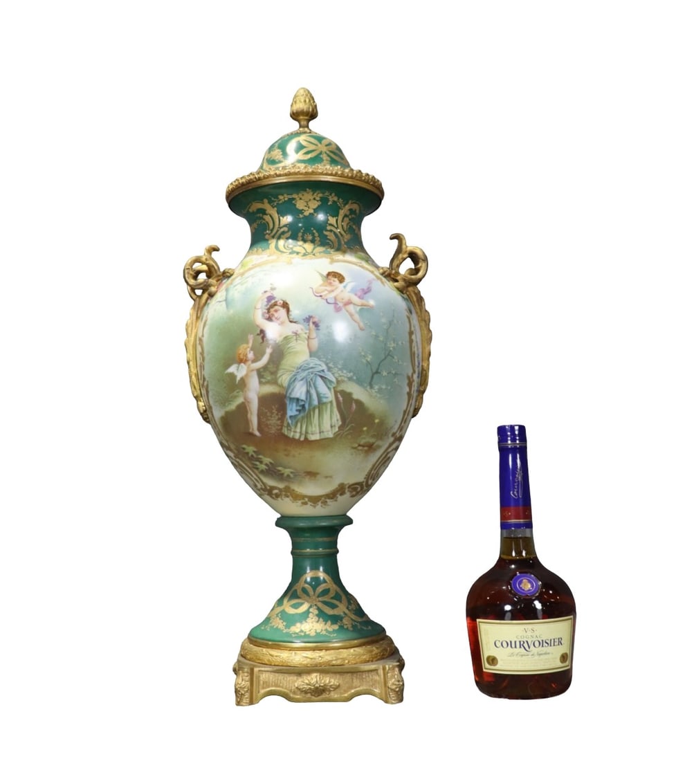 FRENCH SEVRES HAND PAINTED PORCELAIN VASE (1 of 10)