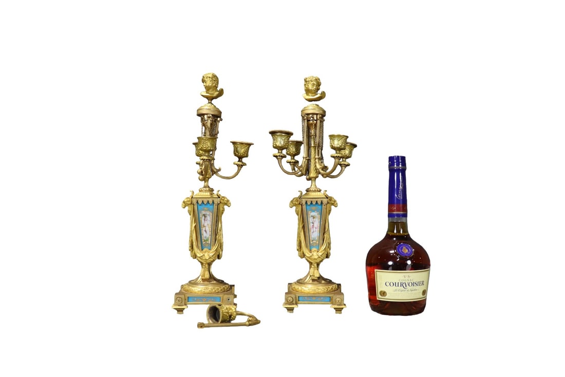 PAIR FRENCH SEVRES STYLE CANDELABRAS (1 of 11)